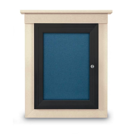 UNITED VISUAL PRODUCTS 42"x32" 2-Door Enclosed Letterboard, Blue Felt/Walnut UV26235O-WALNUT-BLUE